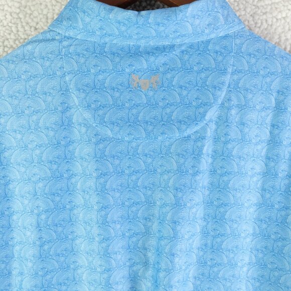 Hickey Freeman Polo Mens Large Blue Geometric Golf Performance Athletic Preppy - Picture 4 of 8